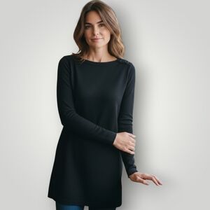 Talbots Black‎ Waffle Knit Top Meduim Business Casual Thermal  Corporate Core